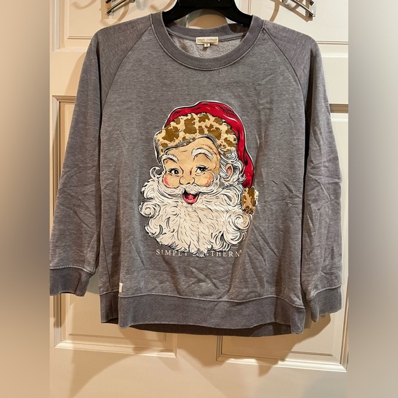SIMPLY SOUTHERN SANTA HOLIDAY LONG SLEEVE CREW SWEATSHIRT Size Small - Picture 1 of 4